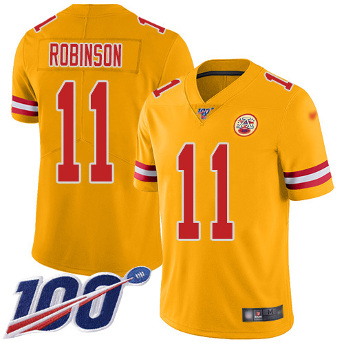 Men Kansas City Chiefs 11 Robinson Demarcus Limited Gold Inverted Legend 100th Season Football Nike NFL Jersey